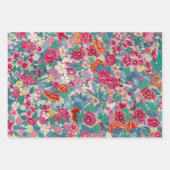 花カラフル中国の柄 ラッピングペーパーシート (正面2)