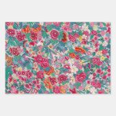 花カラフル中国の柄 ラッピングペーパーシート (正面)