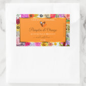 花カラフル付きオレンジ色の製品ラベル 長方形シール (バッグ)