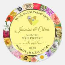 花カラフル付きクリーム製品ラベルハート