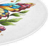 花カラフル付きステンドグラス蝶 カッティングボード (角)