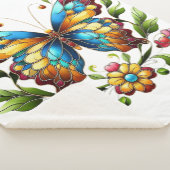 花カラフル付きステンドグラス蝶 シェルパブランケット (3/4)