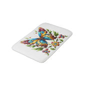 花カラフル付きステンドグラス蝶 バスマット (アングル)