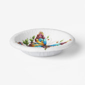 花カラフル付きステンドグラス蝶 ペーパーボウル (傾斜あり)