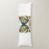 花カラフル付きステンドグラス蝶 ボディピロー (正面縦)