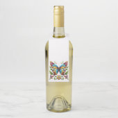 花カラフル付きステンドグラス蝶 ボトルネックタグ (ボトル)