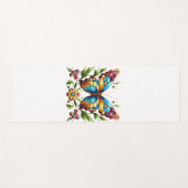 花カラフル付きステンドグラス蝶 ヨガマット (正面(横))