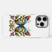 花カラフル付きステンドグラス蝶 iPhoneケース (裏面横)