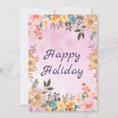 花カラフル付きハッピーホリデータイポグラフィ シーズンカード (正面)