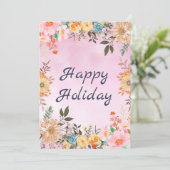 花カラフル付きハッピーホリデータイポグラフィ シーズンカード (スタンド正面)