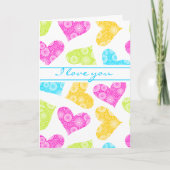 花カラフル付きハートグリーティングカード シーズンカード (正面)