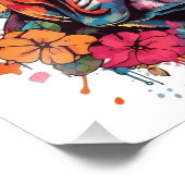 花カラフル付きフランスのブルドッグ フォトプリント            (角)