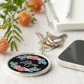 花カラフル付きMom Keychain キーホルダー (側面)