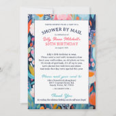 花カラフル付シャワーバイメール50誕生日 招待状 (正面)