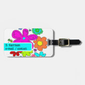 花カラフル付パーソナライズされた荷物タグ ラゲッジタグ (正面横)