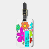 花カラフル付パーソナライズされた荷物タグ ラゲッジタグ (正面縦)