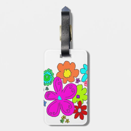 花カラフル付パーソナライズされた荷物タグ ラゲッジタグ (裏面縦)