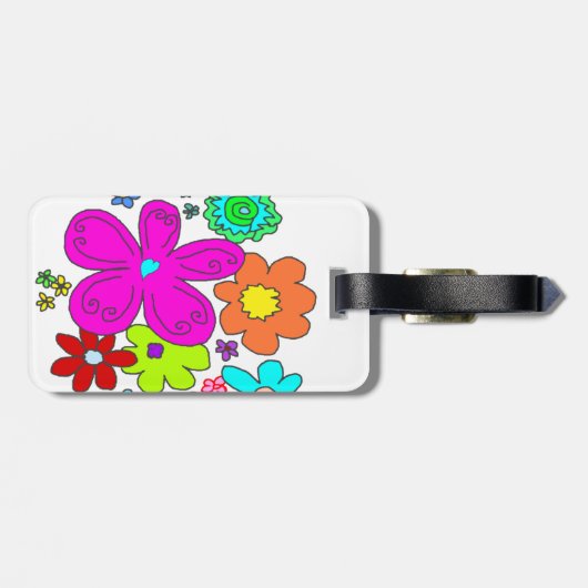 花カラフル付パーソナライズされた荷物タグ ラゲッジタグ (裏面横)