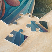 花カラフル冠の女性と超現実的な自然 ジグソーパズル (側面)