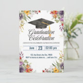 花カラフル冠トッパー卒業お祝い 招待状 (スタンド正面)