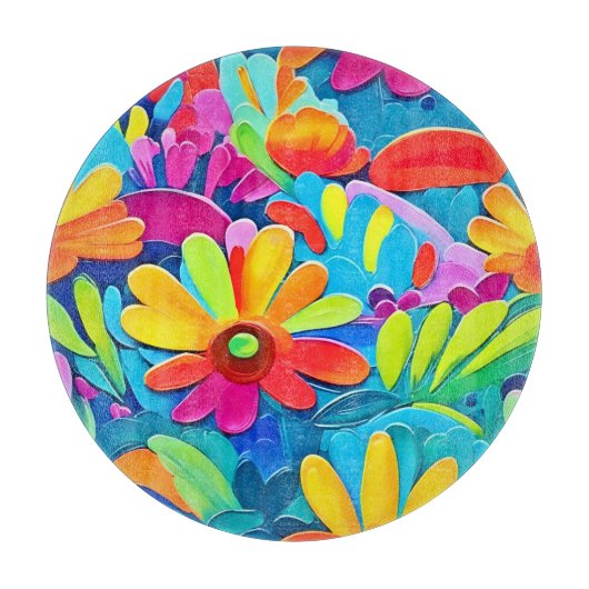 花カラフル力絵を描 カッティングボード (正面)