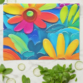 花カラフル力絵を描 キッチンタオル (折り畳み)