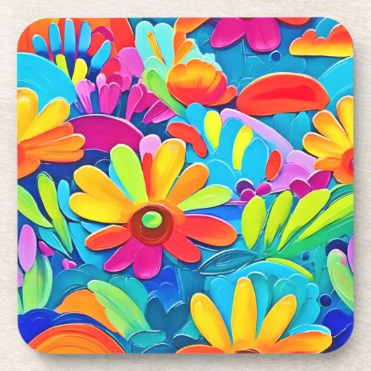 花カラフル力絵を描 コースター (正面)