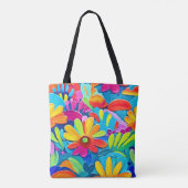 花カラフル力絵を描 トートバッグ (裏面)