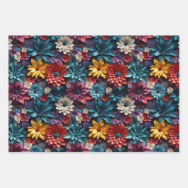 花カラフル包み紙シート ラッピングペーパーシート