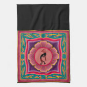 花カラフル南西ココペリ キッチンタオル (縦)