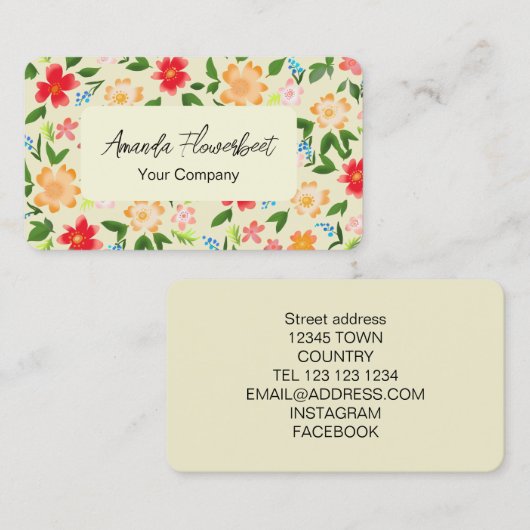 花カラフル名刺 名刺 (正面/裏面)