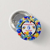 花カラフル名前をカスタムする年齢子供の誕生日 缶バッジ (正面&裏面)