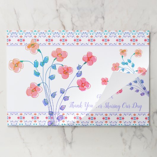 花カラフル咲きデザイナーテーブルデコール ペーパーパッド (折り畳み)