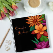 花カラフル咲きフローラタイポグラフィ ノートブック