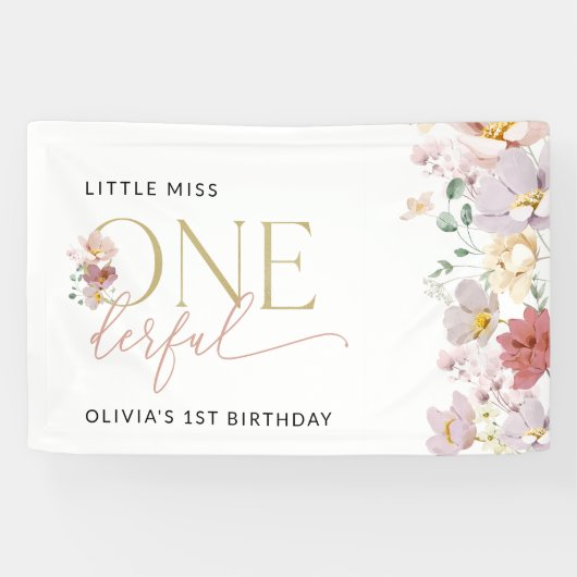 花カラフル咲きボホファースト誕生日へようこそ 横断幕 (横)