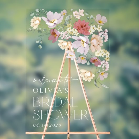 花カラフル咲き野花ブライダル歓迎 アクリルサイン (ニュートラル)