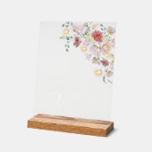 花カラフル咲き野花ボホブライダルシャワー アクリルサイン (傾斜)