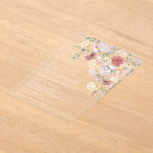 花カラフル咲き野花ボホブライダルシャワー アクリル招待状 (レイダウン)