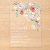 花カラフル咲き野花ボホブライダルシャワー アクリル招待状 (正面)