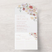 花カラフル咲き野花ボホブライダルシャワー オールインワン招待状 (内側)