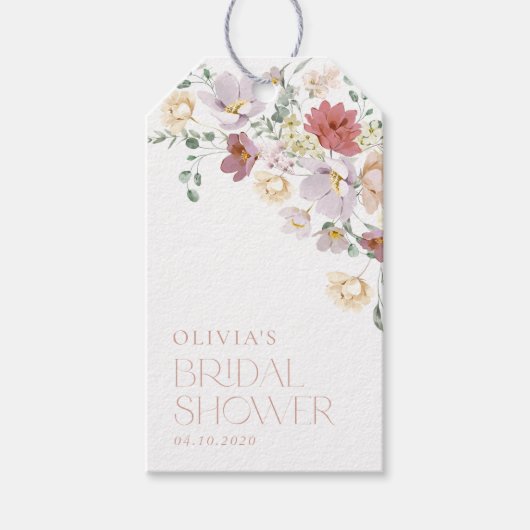 花カラフル咲き野花ボホブライダルシャワー ギフトタグ (正面)