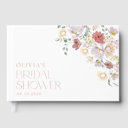 花カラフル咲き野花ボホブライダルシャワー ゲストブック (正面)