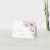 花カラフル咲き野花ボホブライダルシャワー サンキューカード (正面)