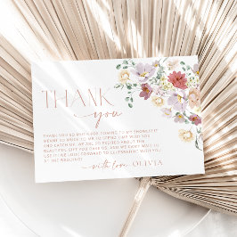 花カラフル咲き野花ボホブライダルシャワー サンキューカード