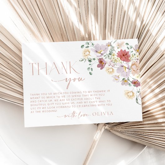花カラフル咲き野花ボホブライダルシャワー サンキューカード