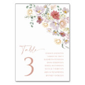 花カラフル咲き野花ボホブライダルシャワー テーブルナンバー (裏面)