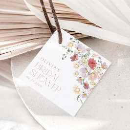 花カラフル咲き野花ボホブライダルシャワー フェイバータグ