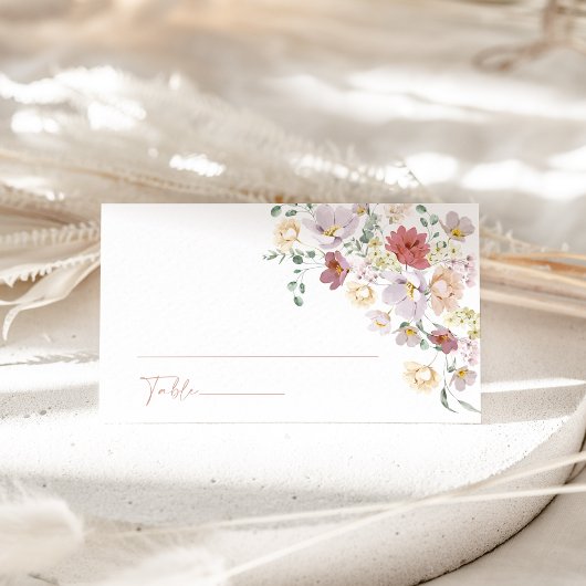 花カラフル咲き野花ボホブライダルシャワー プレイスカード