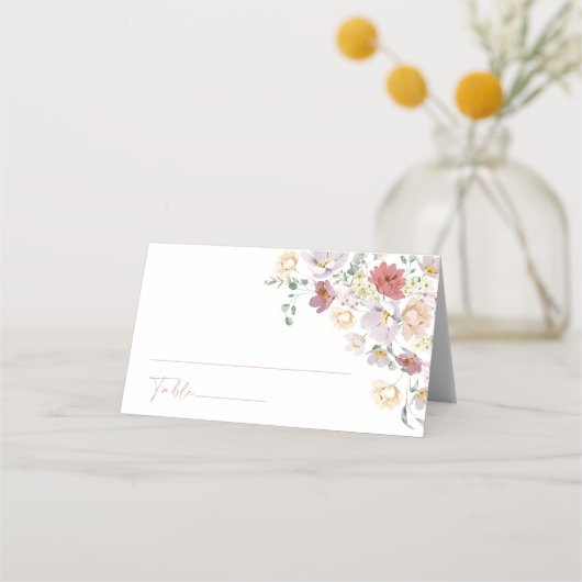 花カラフル咲き野花ボホブライダルシャワー プレイスカード (正面)