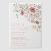 花カラフル咲き野花ボホブライダルシャワー ベラム紙招待状 (正面)